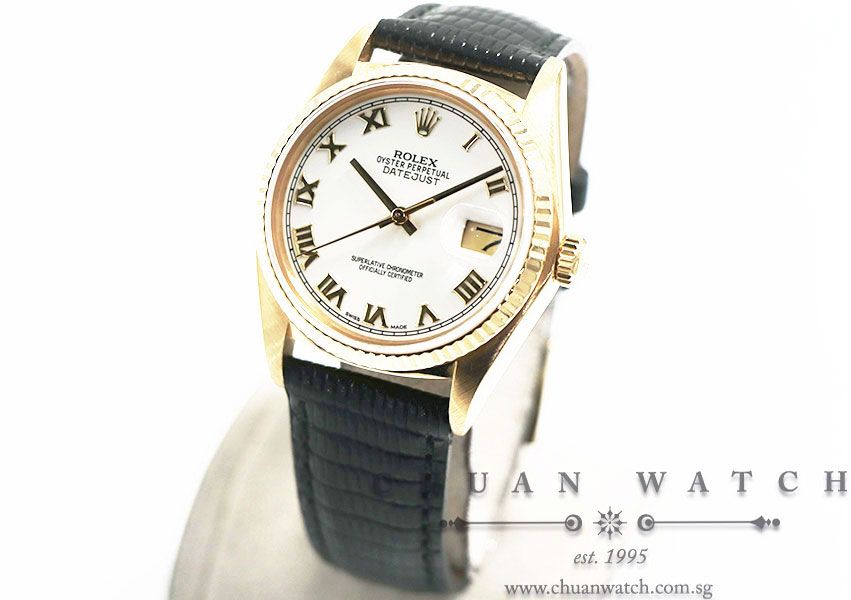 Rolex Vintage Gents DateJust Yellow Gold 36mm 16018 White Roman - Discontinued - Image 2