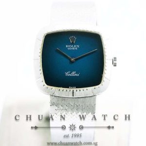 Rolex Vintage Ladies Cellini White Gold 30mm 4804-9 Blue Vignette - Discontinued