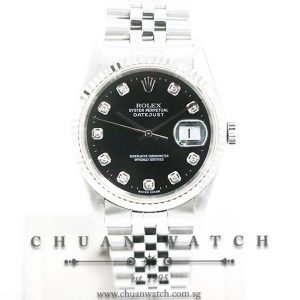 Rolex Gents DateJust 36mm 16234 Black Diamonds - Discontinued