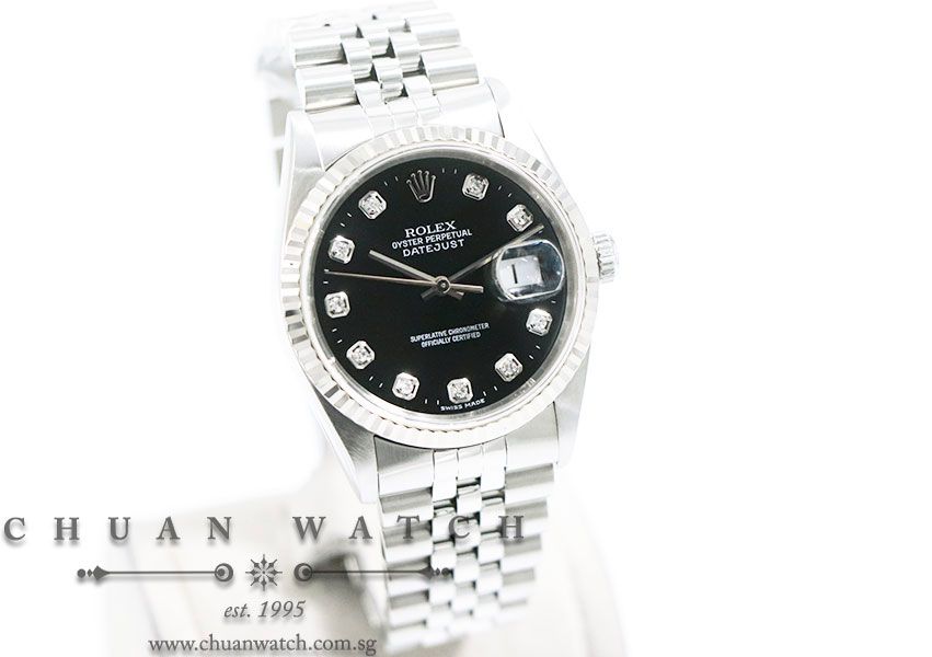 Rolex Gents DateJust 36mm 16234 Black Diamonds - Discontinued - Image 3