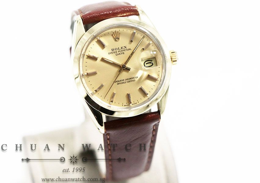 Rolex Vintage Gents Oyster Perpetual Date Golden Egg 34mm 1550 Champagne Sunburst Index - Discontinued - Image 3