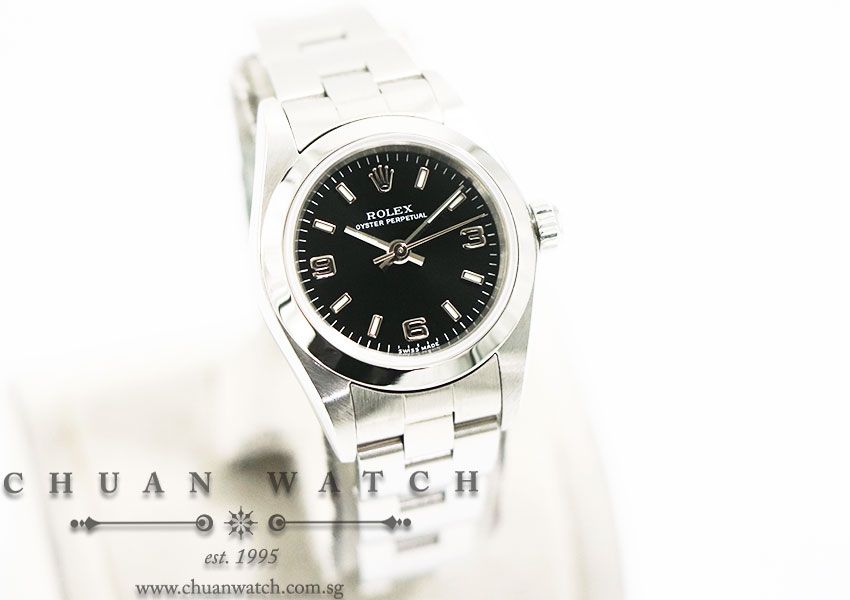 Rolex Ladies Oyster Perpetual No-Date 24mm 76080 Black Index 3.6.9 - Discontinued - Image 3