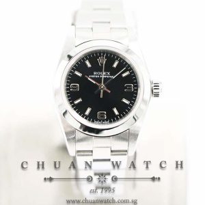Rolex Ladies Oyster Perpetual No-Date 24mm 76080 Black Index 3.6.9 - Discontinued