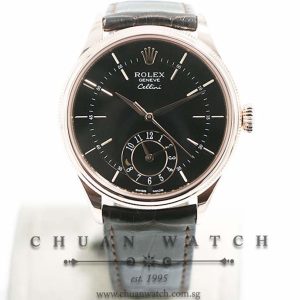 Rolex Gents Cellini Dual Time Rose Gold 39mm 50525 Black Index