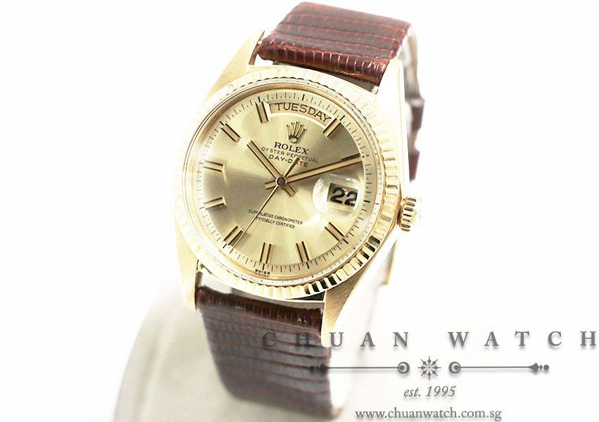 Rolex Vintage Day-Date President Yellow Gold 36mm 1803 Pie Pan Champagne Sunburst Index - Discontinued - Image 2