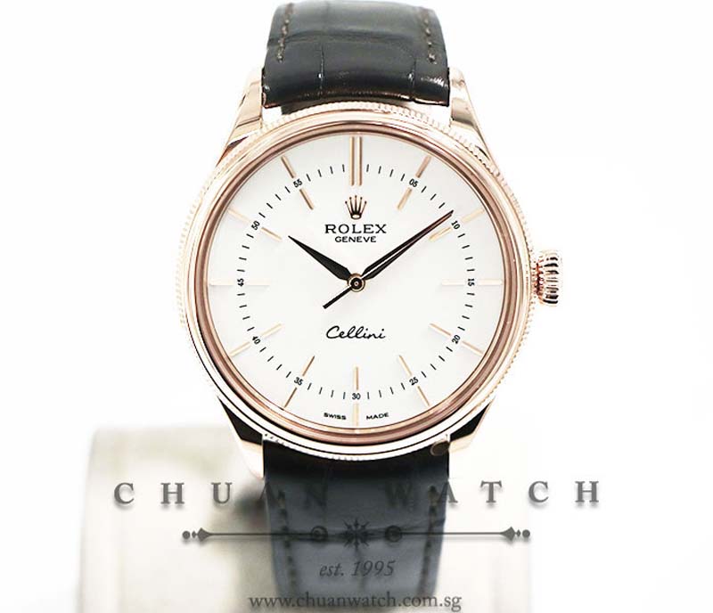 Rolex Gents Cellini Time Rose Gold 39mm 50505 White Index