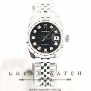 Rolex Ladies DateJust 26mm 179174 Black Jubilee Diamonds - Discontinued