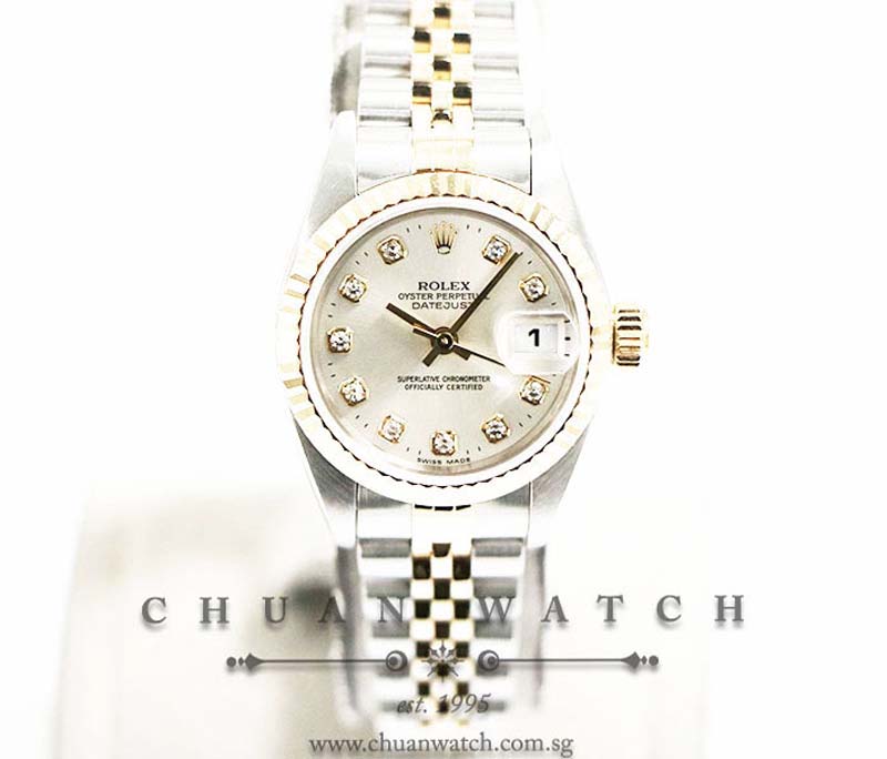 Rolex Ladies DateJust Two-Tone 26mm 79173 Silver Sunburst Diamonds - Discontinued