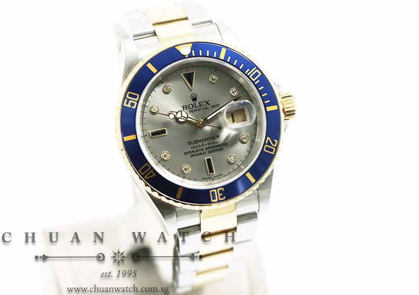 Rolex Submariner Two-Tone 16613 Slate Serti - Discontinued - Image 3