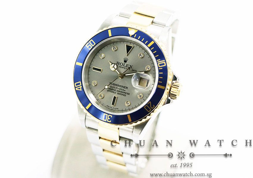 Rolex Submariner Two-Tone 16613 Slate Serti - Discontinued - Image 2