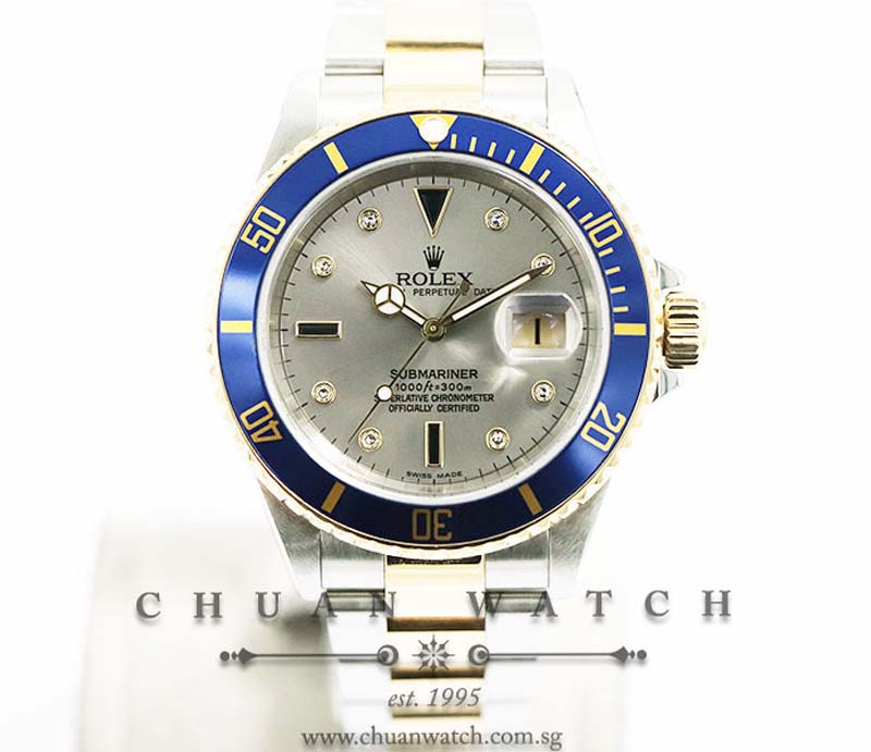Rolex Submariner Two-Tone 16613 Slate Serti - Discontinued
