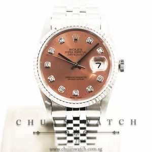 Rolex Gents DateJust 36mm 16234 Salmon Sunburst Diamonds - Discontinued