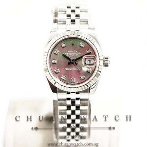 Rolex Ladies DateJust 26mm 179174 Black MOP Diamonds - Discontinued