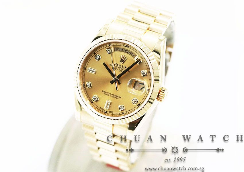 Rolex Day-Date President Yellow Gold 36mm 118238 Champagne Sunburst Diamonds - Discontinued - Image 2