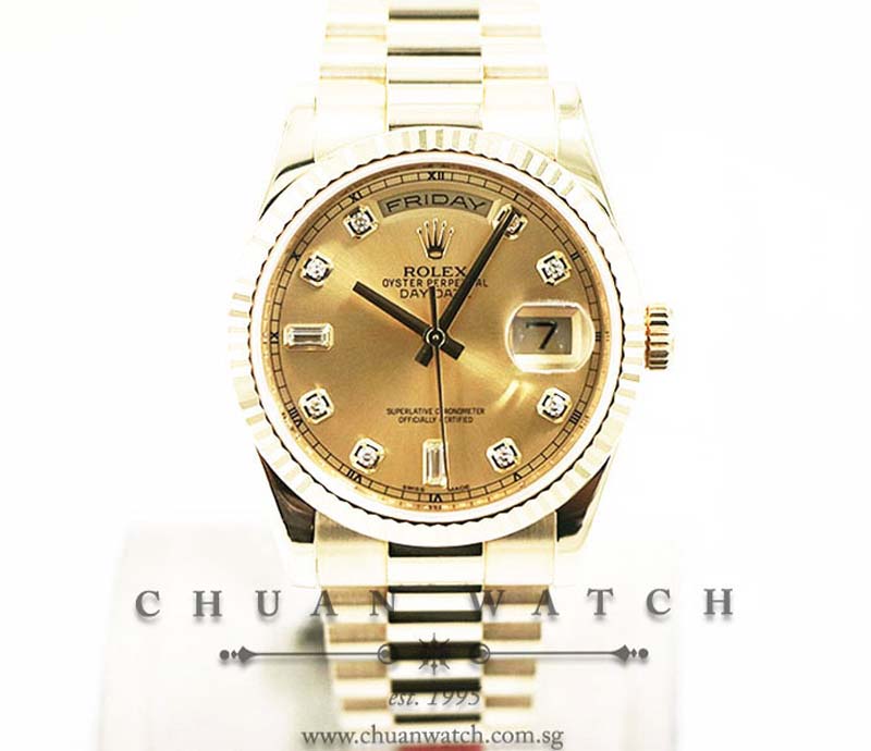 Rolex Day-Date President Yellow Gold 36mm 118238 Champagne Sunburst Diamonds - Discontinued
