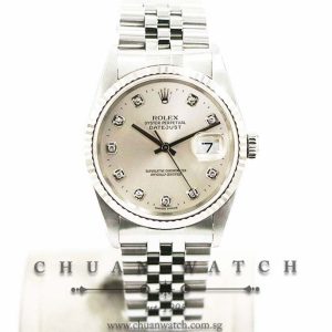 Rolex Gents DateJust 36mm 16234 Silver Sunburst Diamonds - Discontinued