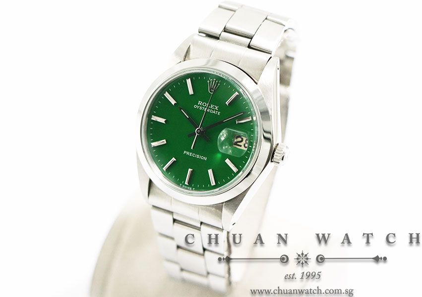 Rolex Vintage Oysterdate Precision 34mm 6694 Custom Green Index (Reconditioned) - Discontinued - Image 2