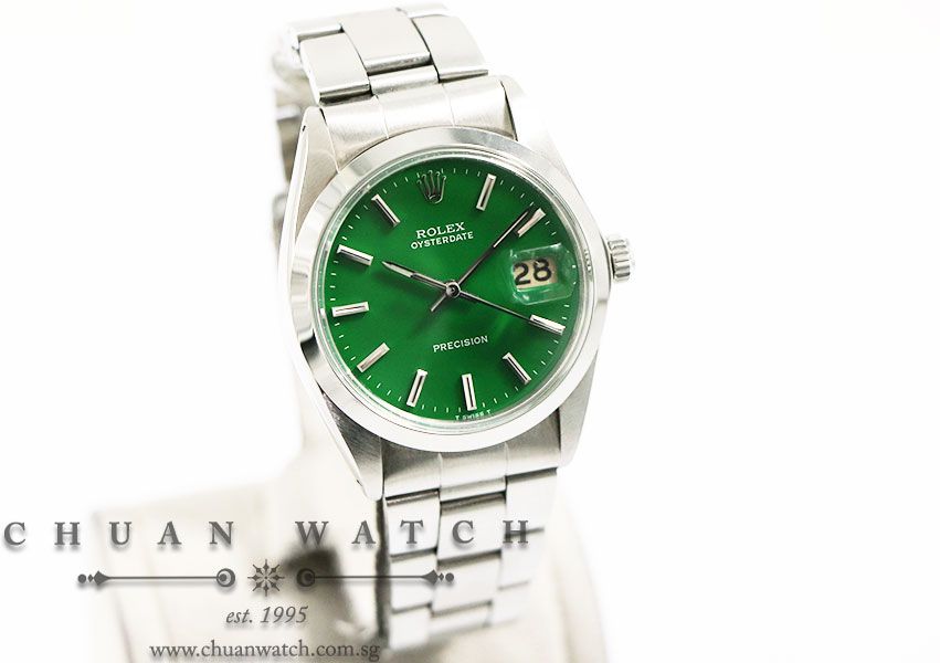 Rolex Vintage Oysterdate Precision 34mm 6694 Custom Green Index (Reconditioned) - Discontinued - Image 3