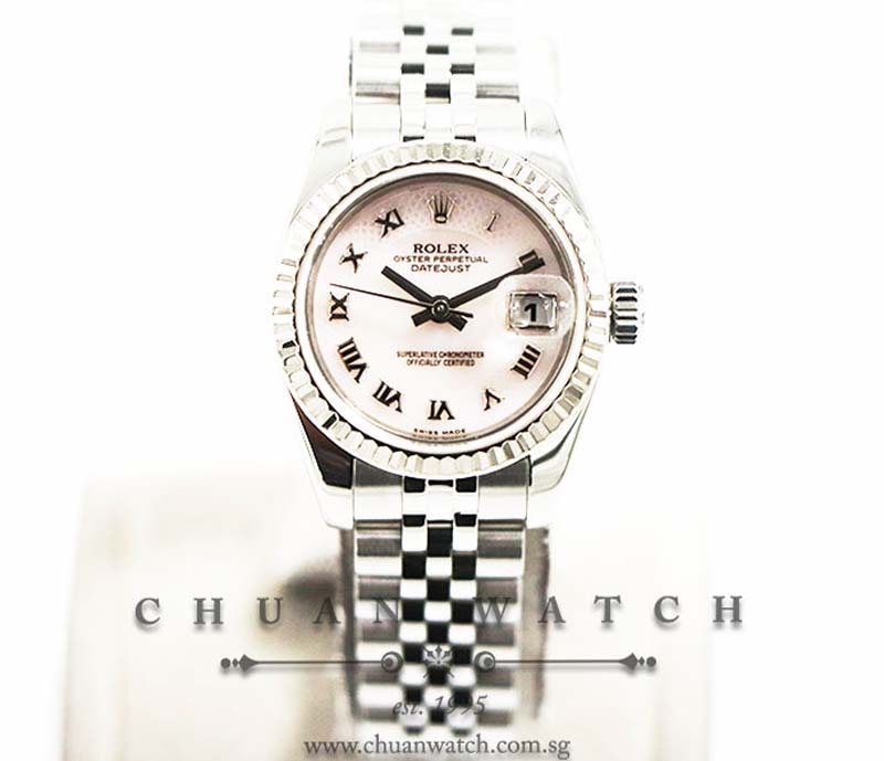 Rolex Ladies DateJust 26mm 179174 Pink Decorated MOP Roman - Discontinued