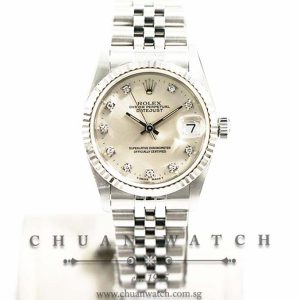 Rolex Boys DateJust 31mm 68274 Silver Sunburst Diamonds - Discontinued