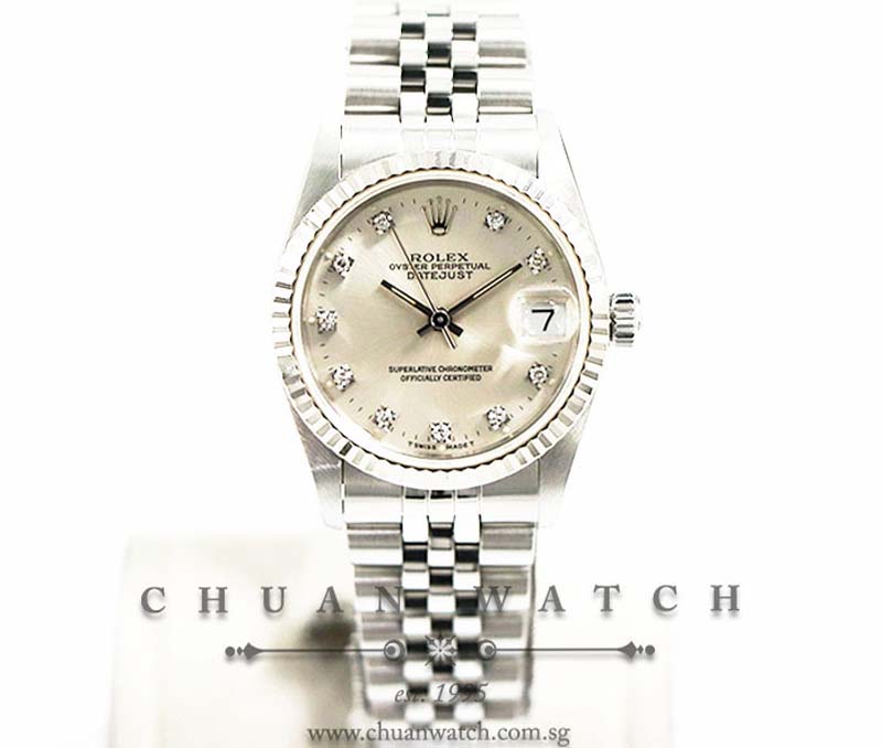 Rolex Boys DateJust 31mm 68274 Silver Sunburst Diamonds - Discontinued