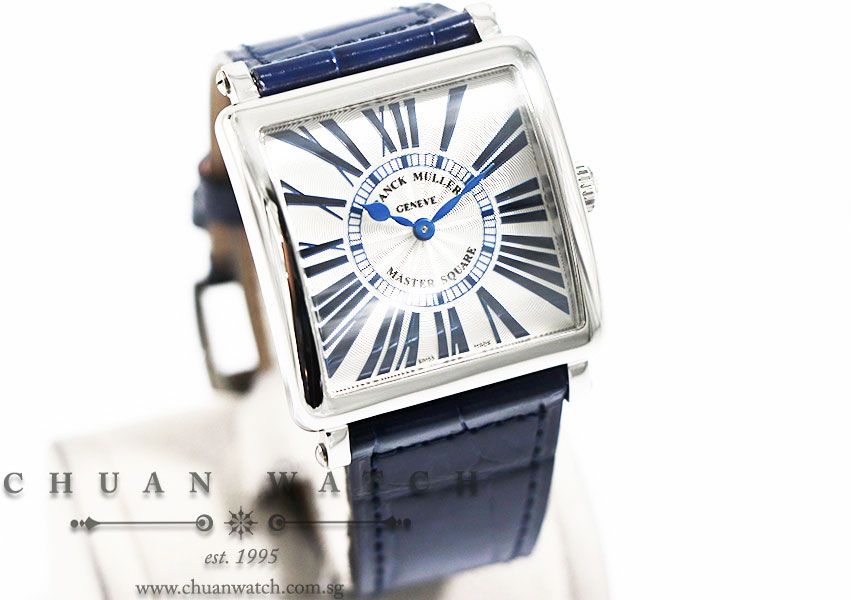 Franck Muller Ladies Master Square Quartz 6002 M B QZ Silver Relief Blue Roman - Image 3