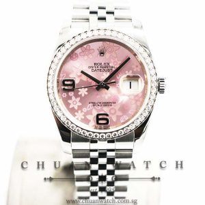 Rolex Gents DateJust 36mm 116244 Pink Flowers Arabic 6.9 - Discontinued