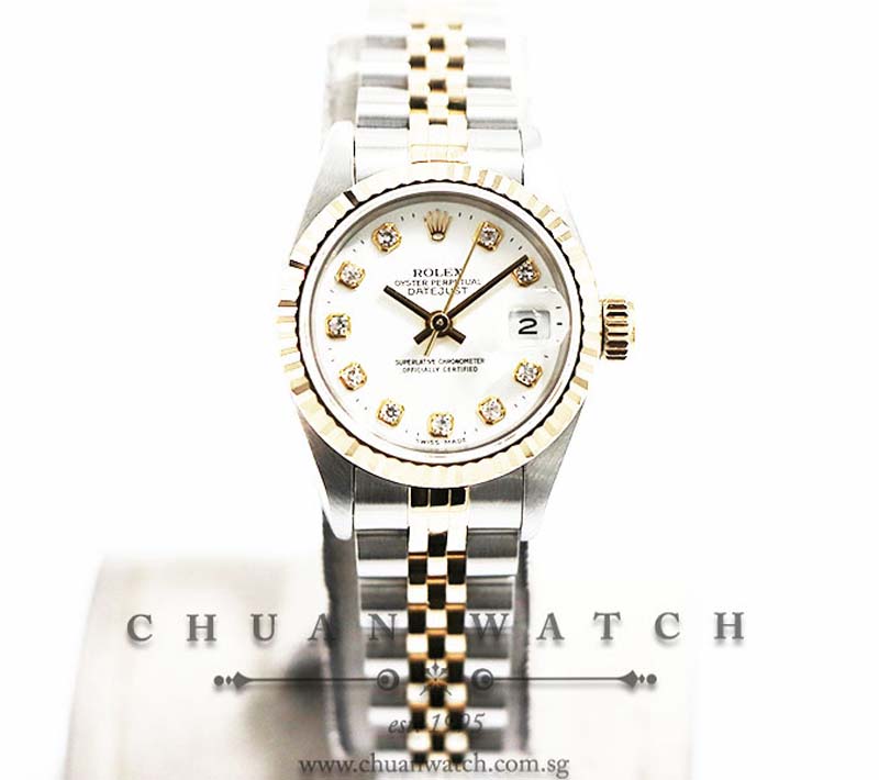 Rolex Ladies DateJust Two-Tone 26mm 69173 White Diamonds - Discontinued