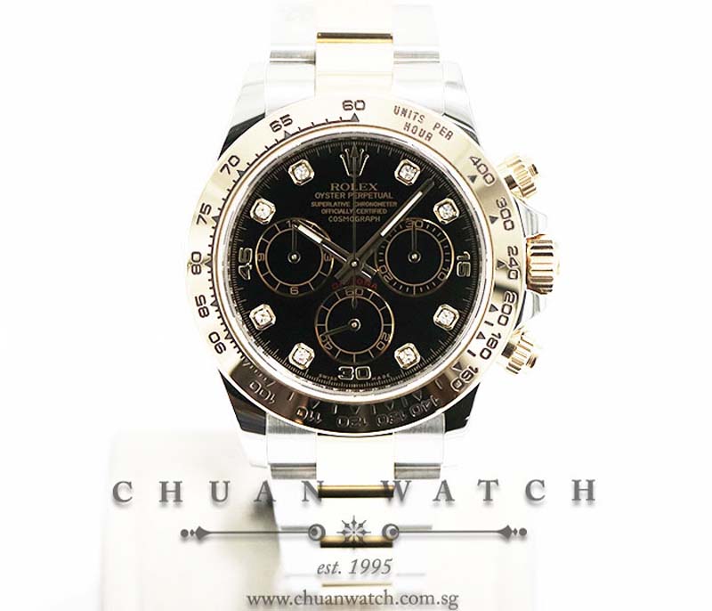 Rolex Cosmograph Daytona Two-Tone 116503 Black Diamonds
