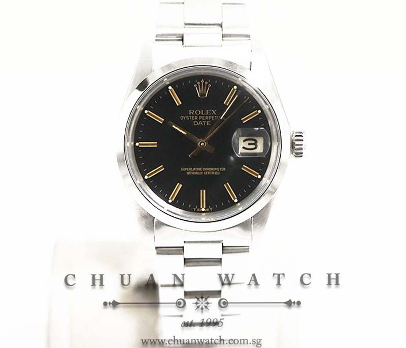 Rolex Vintage Gents Oyster Perpetual Date 34mm 1500 Reconditioned Black Index - Discontinued