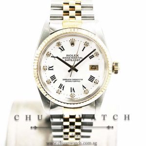 Rolex Vintage Gents DateJust Two-Tone 36mm 16013 White Painted Roman Diamonds - Discontinued