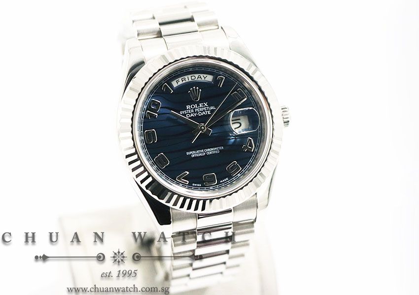 Rolex Day-Date II President White Gold 41mm 218239 Blue Waves Arabic - Discontinued - Image 3