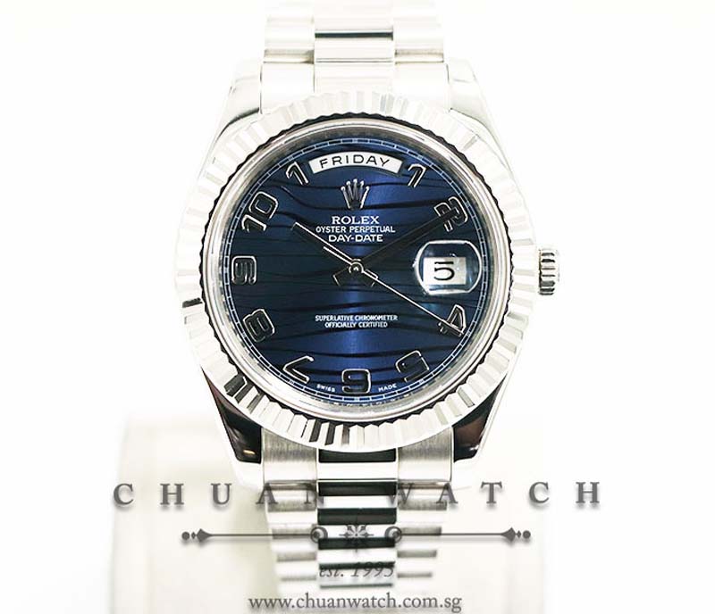 Rolex Day-Date II President White Gold 41mm 218239 Blue Waves Arabic - Discontinued