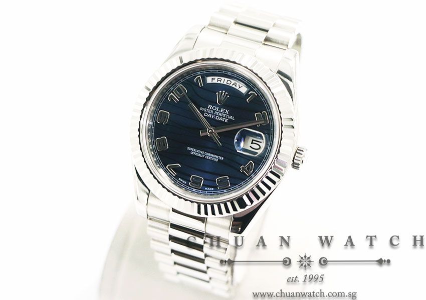 Rolex Day-Date II President White Gold 41mm 218239 Blue Waves Arabic - Discontinued - Image 2