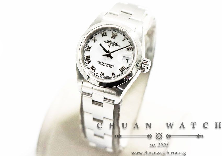 Rolex Ladies Oyster Perpetual Date 26mm 79160 White Roman - Discontinued - Image 2