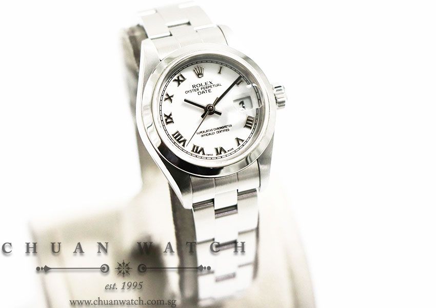 Rolex Ladies Oyster Perpetual Date 26mm 79160 White Roman - Discontinued - Image 3