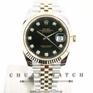Rolex DateJust 41 Two-Tone 126333 Black Diamonds