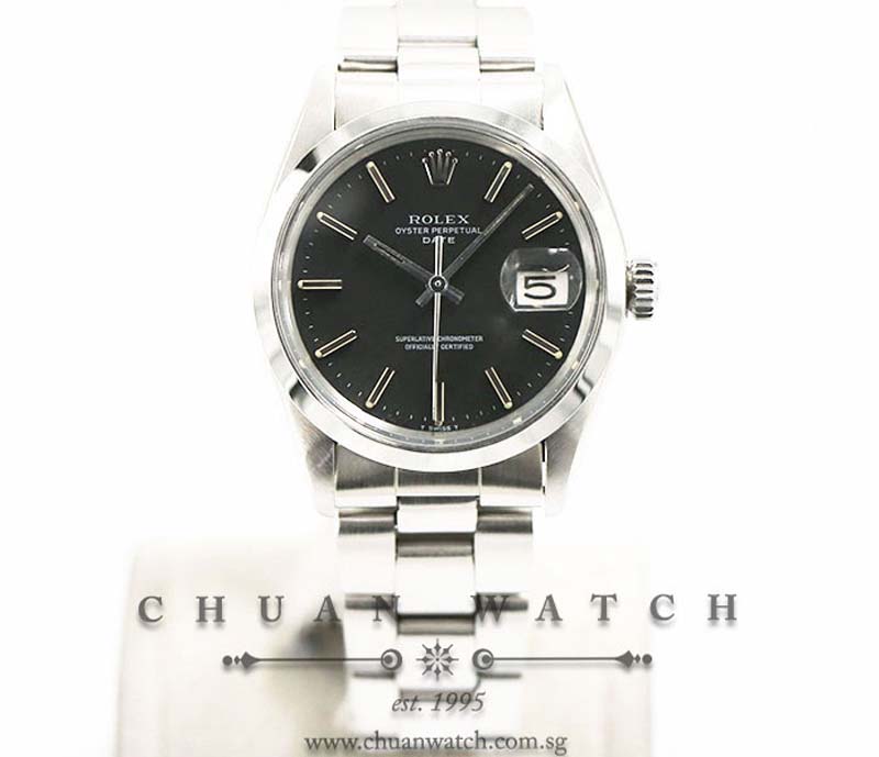 Rolex Vintage Gents Oyster Perpetual Date 34mm 1500 Matte Black Index - Discontinued