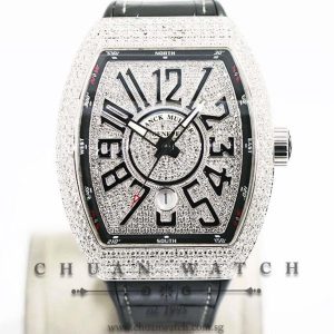 Franck Muller Vanguard Steel Custom Pave-Set Diamonds V 45 SC DT AC BR NR