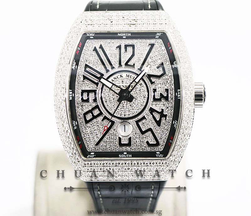 Franck Muller Vanguard Steel Custom Pave-Set Diamonds V 45 SC DT AC BR NR