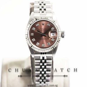 Rolex Ladies DateJust 26mm 79174 Salmon Sunburst Diamonds - Discontinued