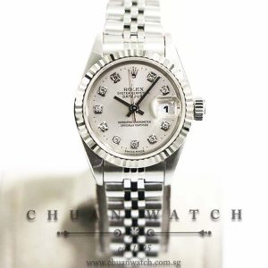Rolex Ladies DateJust 26mm 69174 Silver Sunburst Diamonds - Discontinued