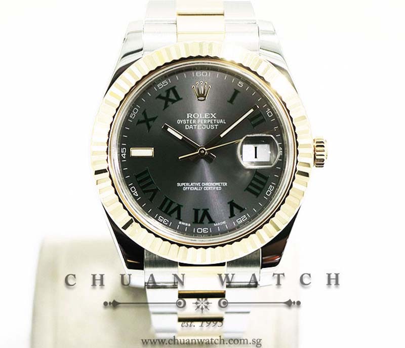 Rolex DateJust II Two-Tone 41mm 116333 Slate Green Roman Wimbledon - Discontinued Reference
