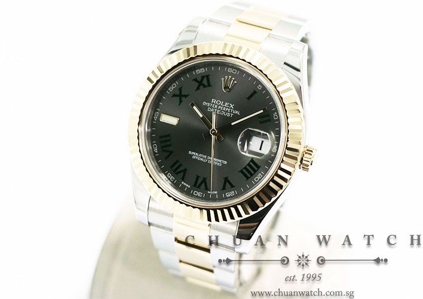 Rolex DateJust II Two-Tone 41mm 116333 Slate Green Roman Wimbledon - Discontinued Reference - Image 2