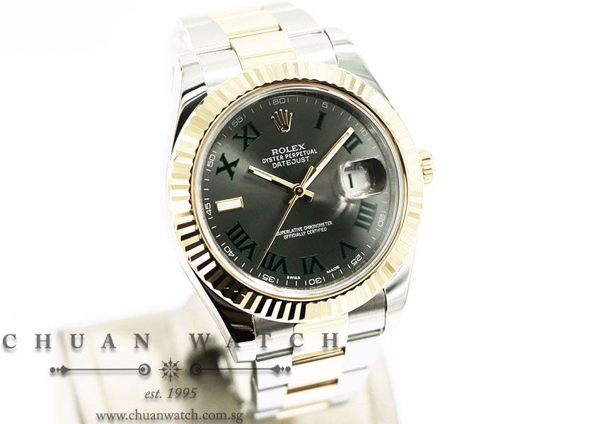 Rolex DateJust II Two-Tone 41mm 116333 Slate Green Roman Wimbledon - Discontinued Reference - Image 3