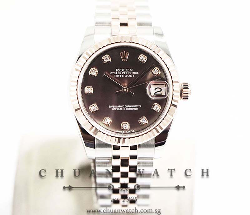 Rolex Boys DateJust Two-Tone 31mm 178271 Black MOP Diamonds - Discontinued Reference