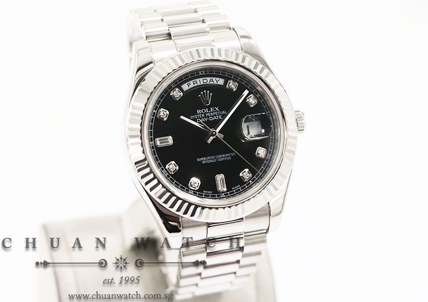 Rolex Day-Date II President White Gold 41mm 218239 Black Diamonds - Discontinued - Image 3