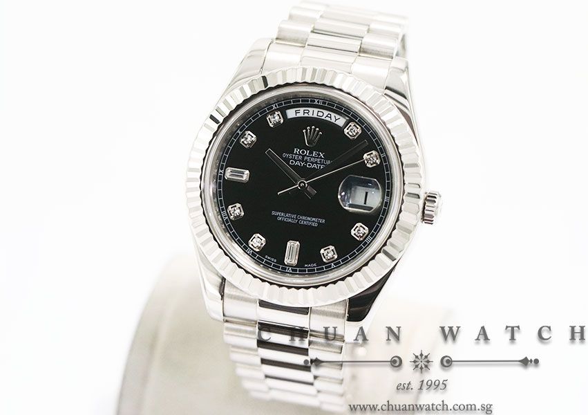 Rolex Day-Date II President White Gold 41mm 218239 Black Diamonds - Discontinued - Image 2