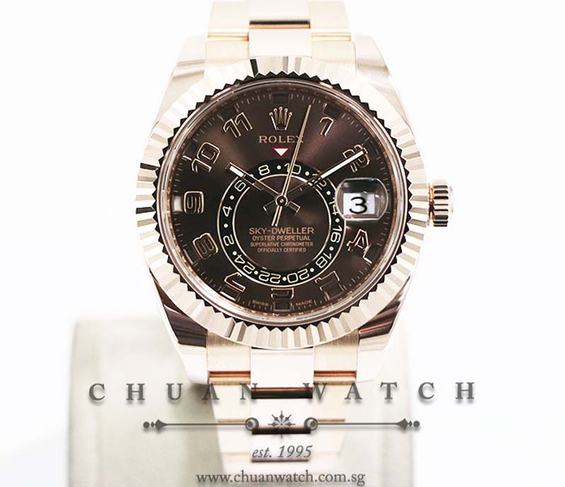 Rolex Annual Calendar GMT Sky-Dweller Everose 42mm 326935 Chocolate Arabic - Discontinued Dial