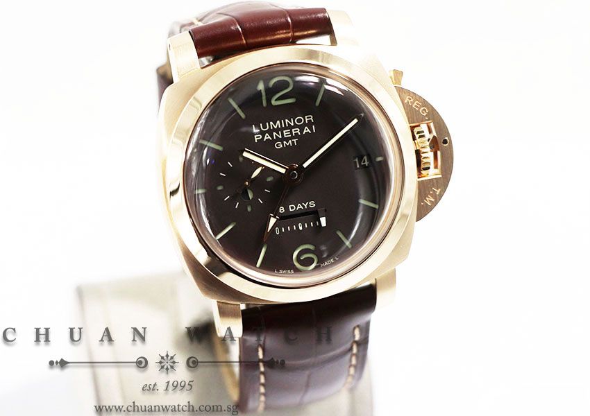 Panerai Luminor 1950 8-Days GMT Rose Gold 44mm Pam 289 J Dot Dial - Discontinued - Image 3